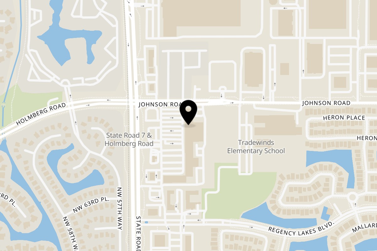 Map showing the location of Juici Patties Coconut Creek | Parkland on 6572 N State Rd 7 in Coconut Creek